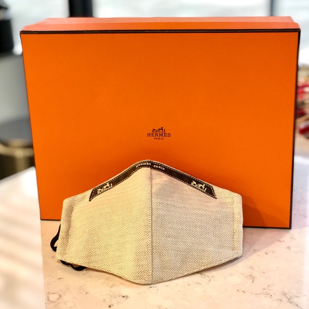 Handmade face mask with authentic Hermes Dust Bag